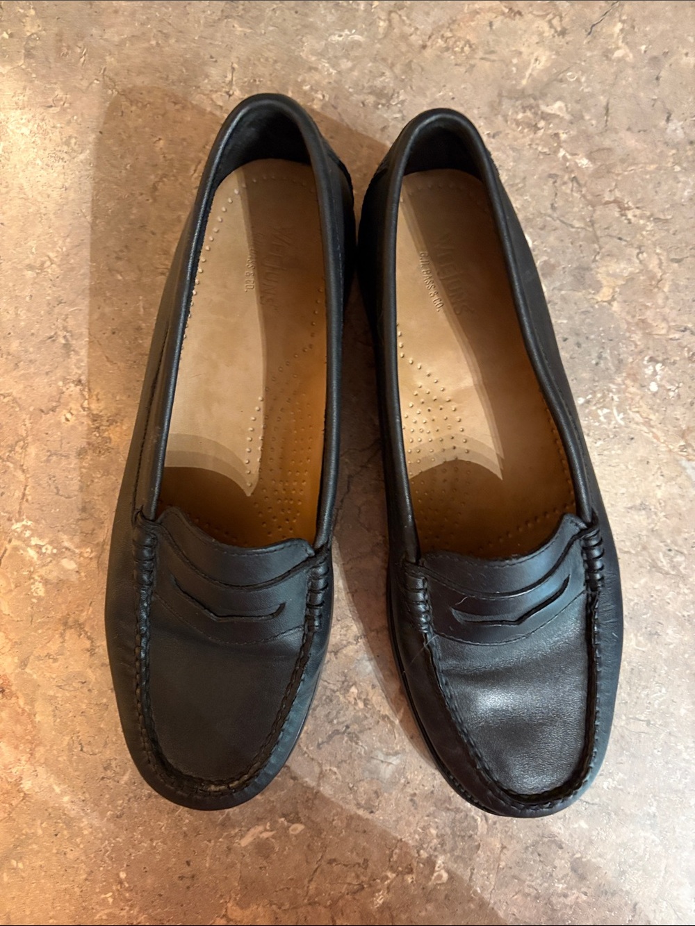 Bass Black Leather Penny Loafers